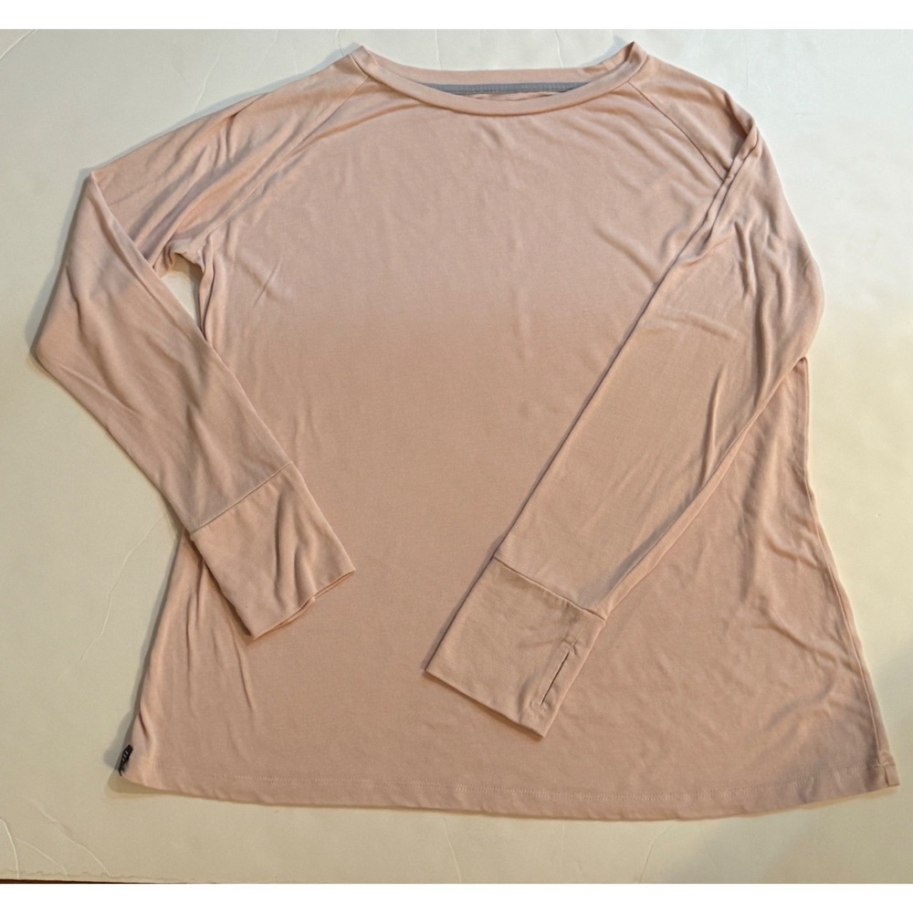 Free Fly Womens Bamboo Long Sleeve Performance Top Peach Pink XL Thumbholes